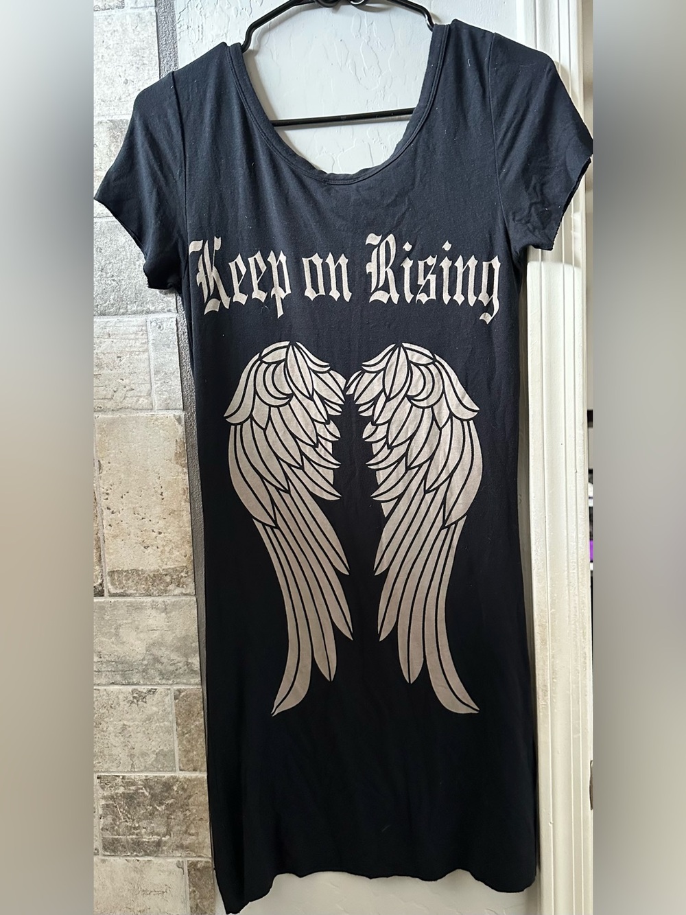 Vintage Faith Connexion "Keep on Rising" Angel Wings T-Shirt Dress ZB14